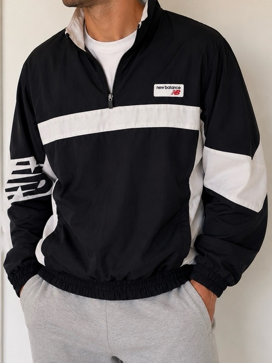 New Balance Other - New Balance Black & White Half-Zip Windbreaker Pullover
